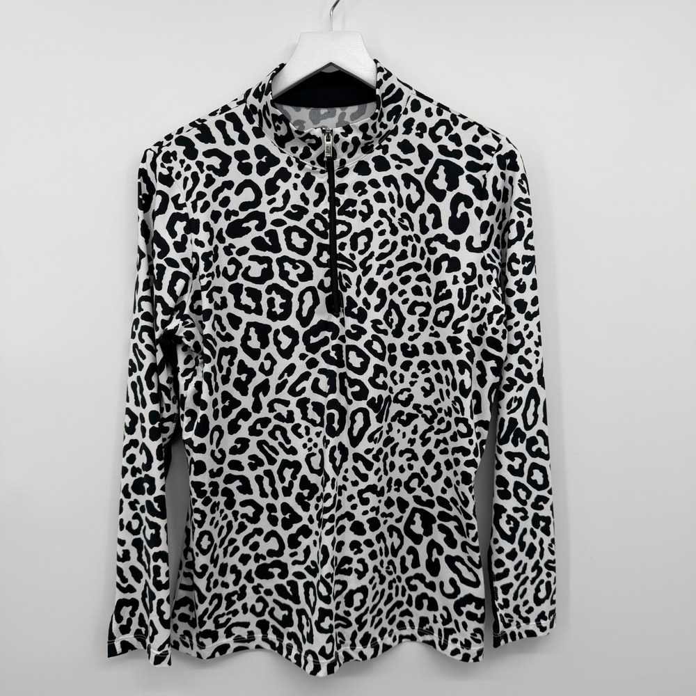Tail Pullover Top Shirt Size XL Womens 1/4 Zip Leopard Mesh Vents Golf Tennis